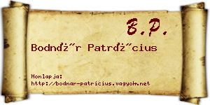 Bodnár Patrícius névjegykártya